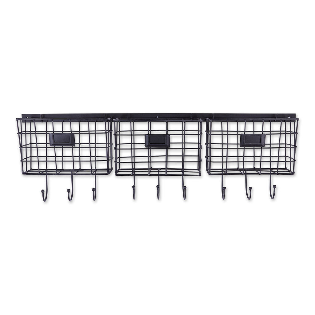 Black Farmhouse Wire Wall Organizer With Hooks