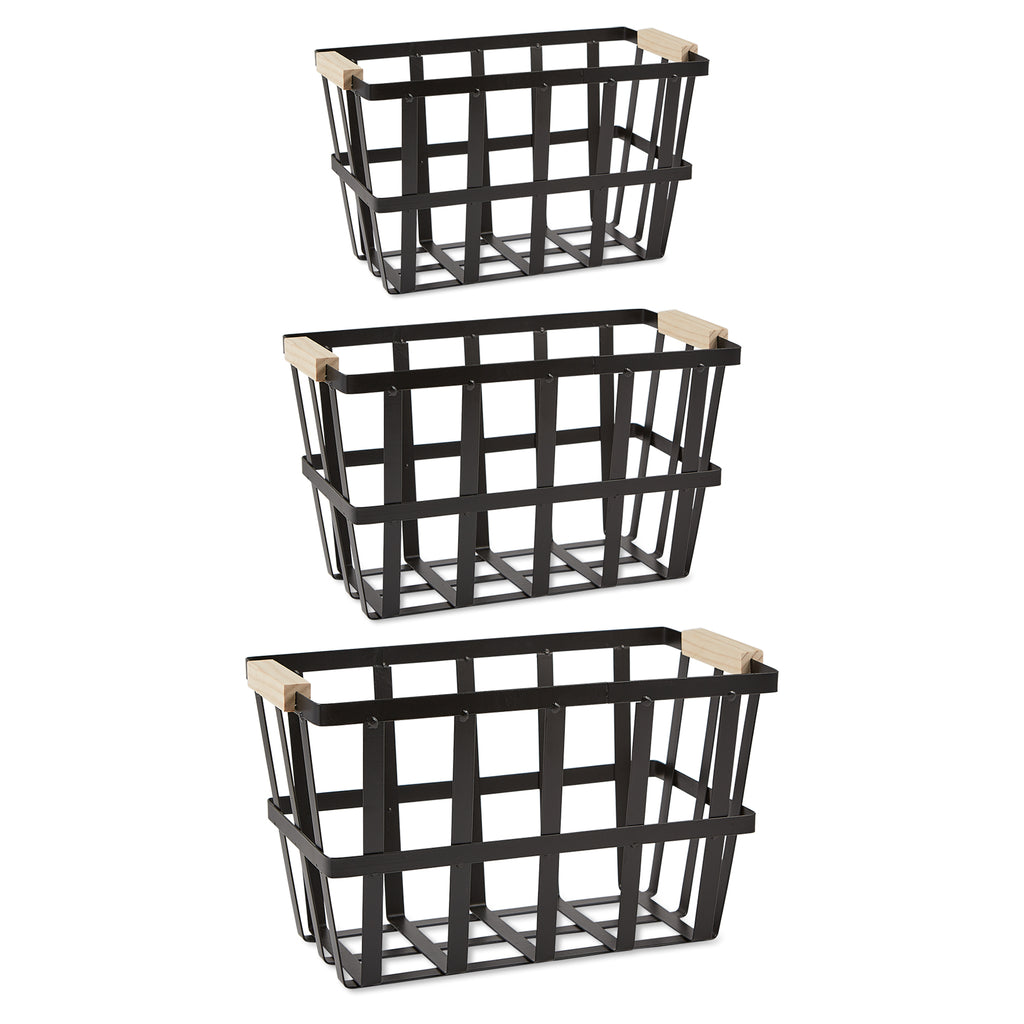 Black Urban Modern Metal Basket Set of 3