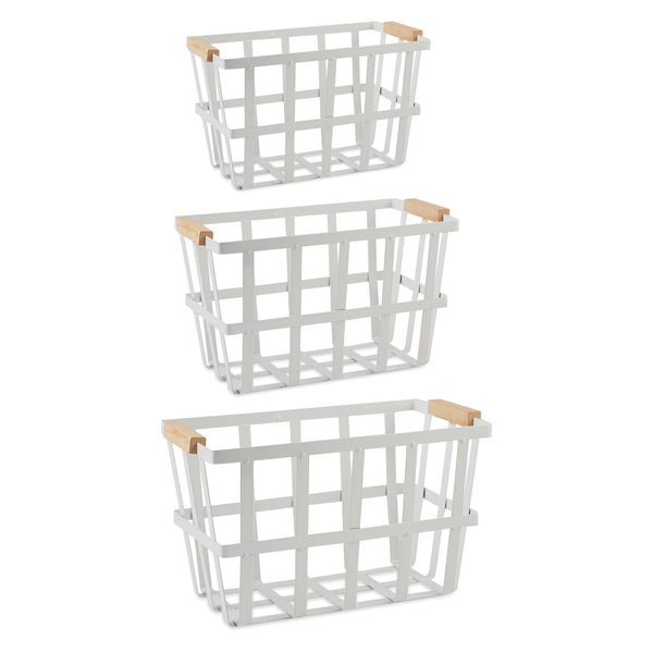 White Urban Modern Metal Basket Set of 3