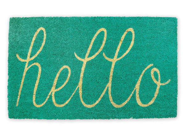 Aqua Hello Doormat