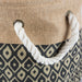 Burlap Bin Ikat Black Round Small