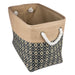 Ikat Black Rectangle Medium Burlap Bin