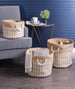 Burlap Bin Ikat Brown Round Medium