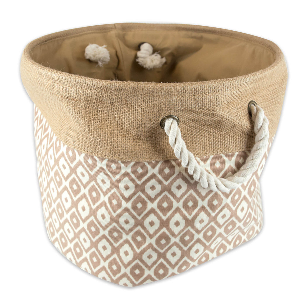 Burlap Bin Ikat Brown Round Medium