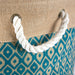 Burlap Bin Ikat Teal Round Small