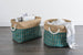 Burlap Bin Ikat Teal Rectangle Large 17.5 x 12 x 15