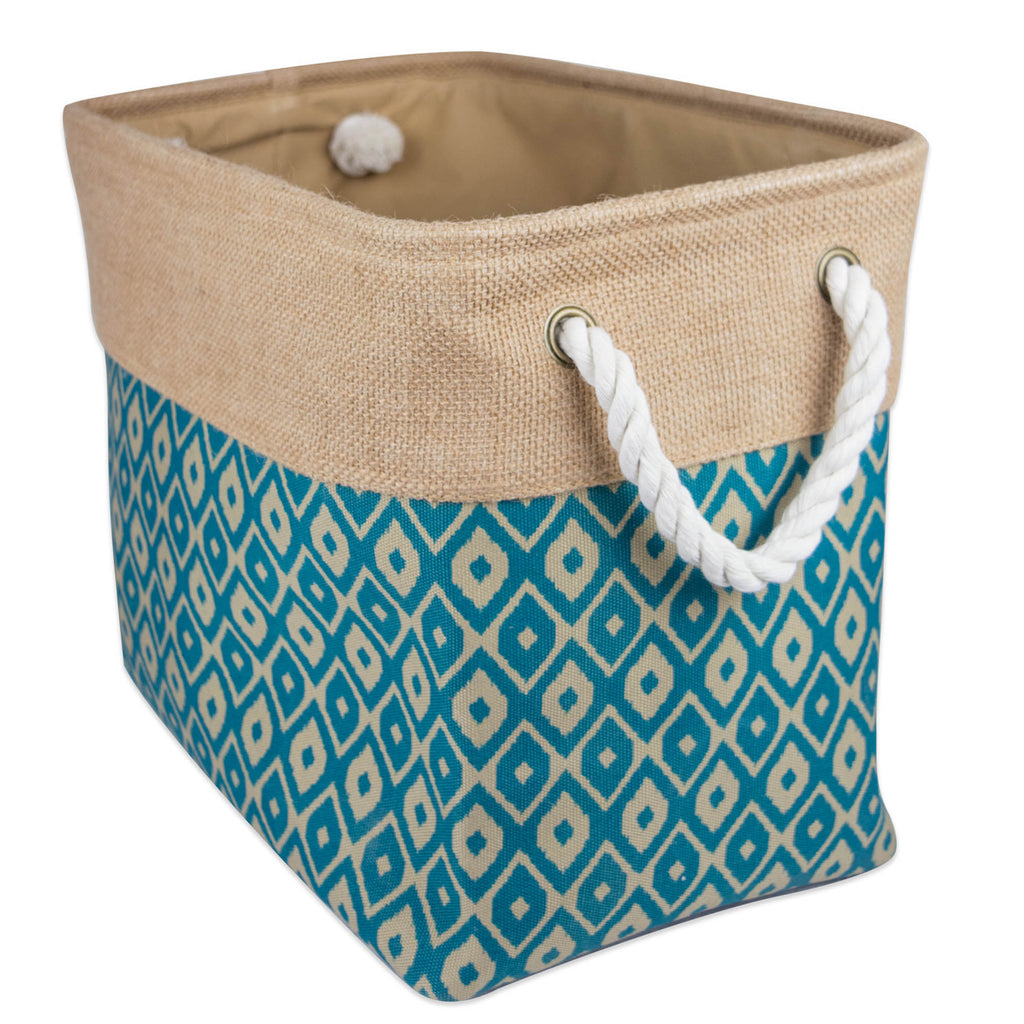 Burlap Bin Ikat Teal Rectangle Small