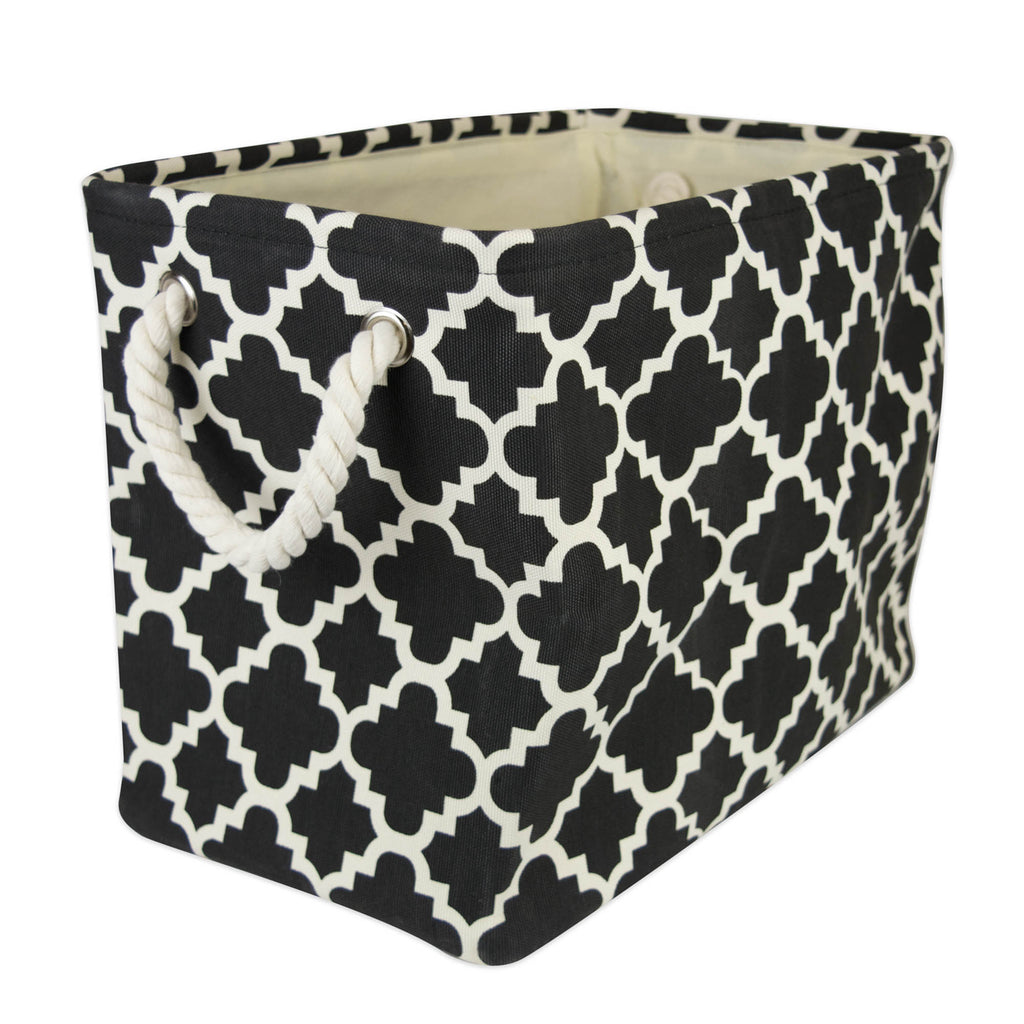 Lattice Black Rectangle Medium Polyester Bin