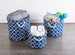 Lattice Navy Round Medium Polyester Bin