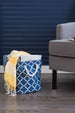 Lattice Navy Rectangle Medium Polyester Bin