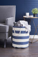 Paper Bin Stripe Nautical Blue Round Large