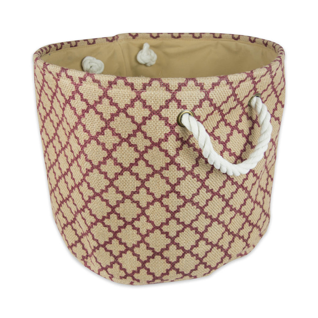 Burlap Bin Lattice Wine Round Medium