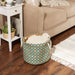 Burlap Bin Lattice Teal Round Small