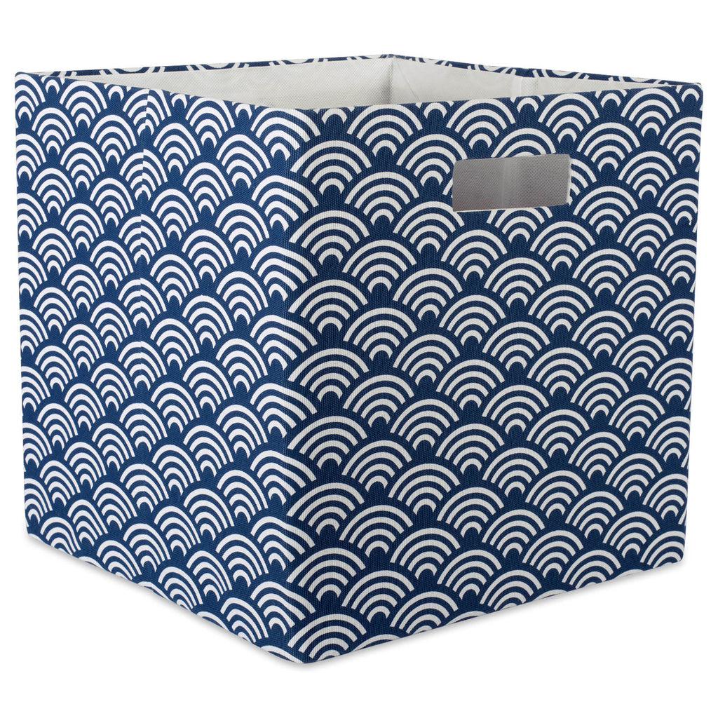 Polyester Cube Waves Nautical Blue Square 11 x 11 x 11