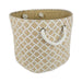 Burlap Bin Lattice White Round Medium