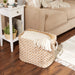 Burlap Bin Lattice White Rectangle Medium