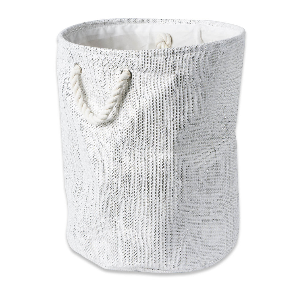 Lurex White/Silver Round Medium Paper Bin