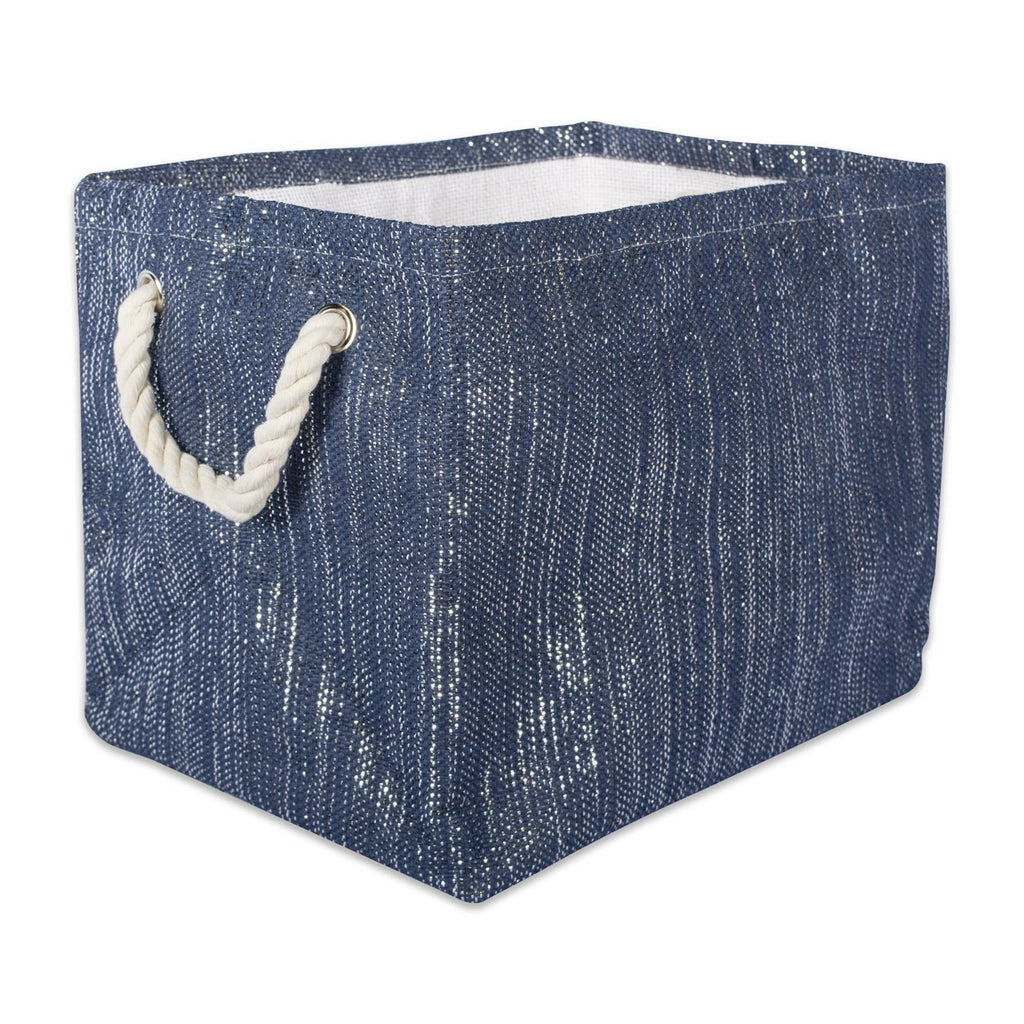 Lurex Nautical Blue/Silver Rectangle Medium Paper Bin