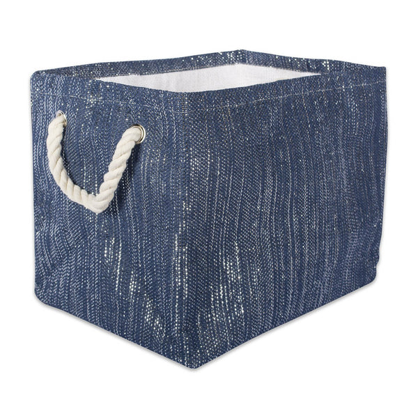 Lurex Nautical Blue/Silver Rectangle Medium Paper Bin