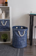 Lurex Nautical Blue/Silver Round Medium Paper Bin