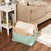 Burlap Bin Diamond Aqua Rectangle Large 17.5 x 12 x 15