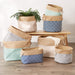 Burlap Bin Diamond Aqua Rectangle Large 17.5 x 12 x 15