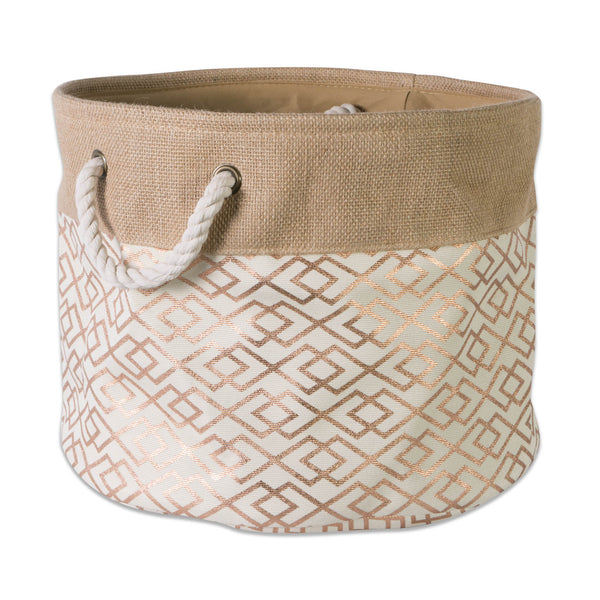 Diamond Bronze Round Medium Burlap Bin