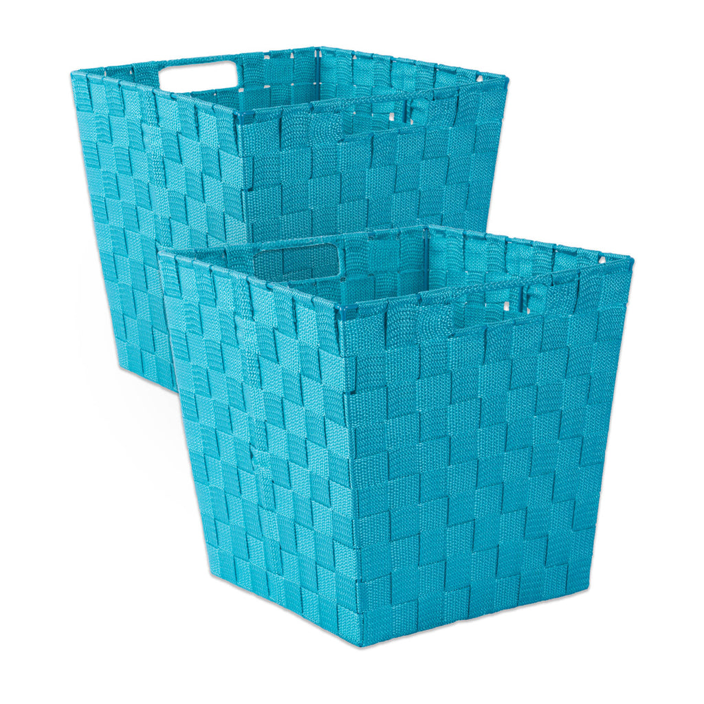 Nylon Bin Basketweave Teal Trapezoid 13 x 13 x 13 Set of 2