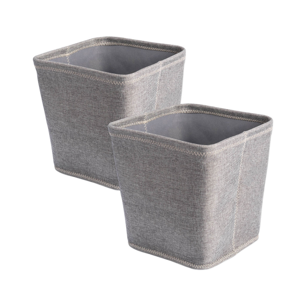 Poly Bin Zig-Zag Stitch Variegated Gray Trapezoid 11 x 11 x 11 Set of 2