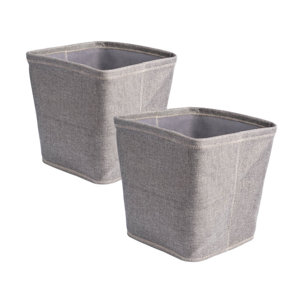 Poly Bin Zig-Zag Stitch Variegated Gray Trapezoid 13 x 13 x 13 Set of 2