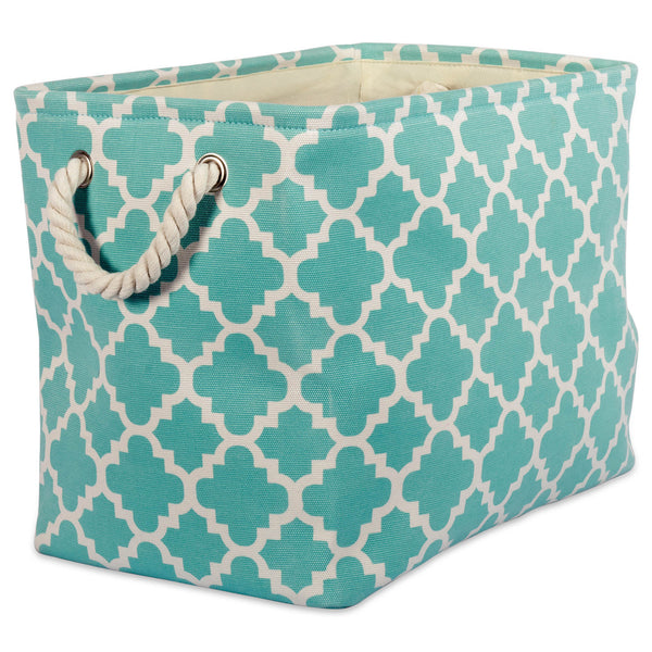 Polyester Bin Lattice Aqua Rectangle Large 17.5 x 12 x 15