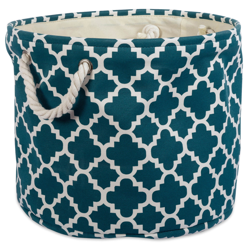 Polyester Bin Lattice Teal Round Large