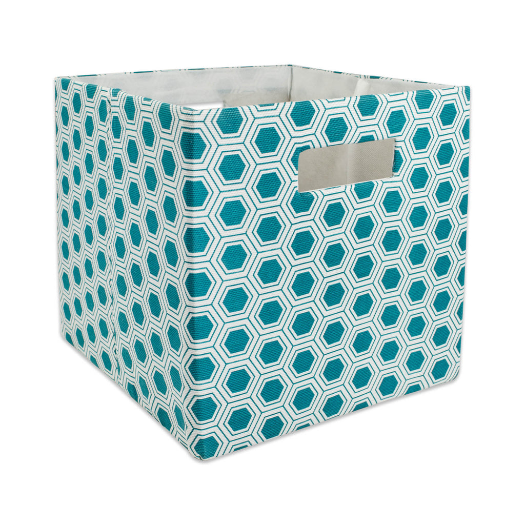 Polyester Cube Honeycomb Teal Square 13 x 13 x 13