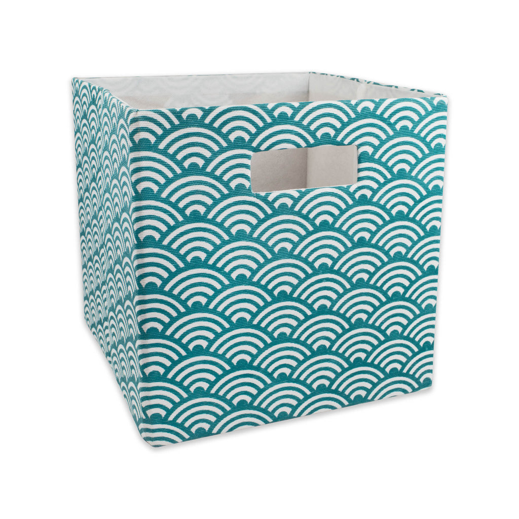 Polyester Cube Waves Teal Square 13 x 13 x 13