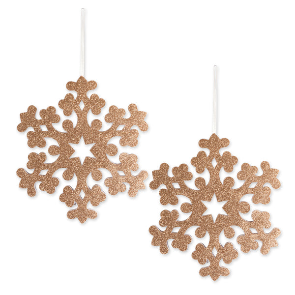 Hanging Foam Gold Snowflake  Set of 2