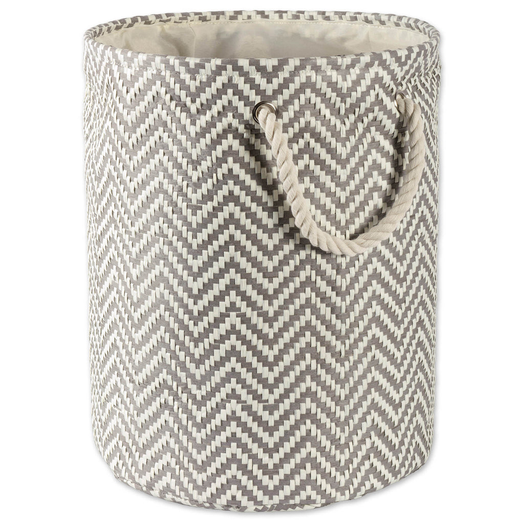 Paper Bin Chevron Gray Round Large