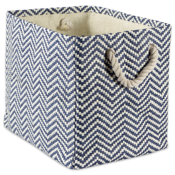 Chevron Nautical Blue Rectangle Medium Paper Bin