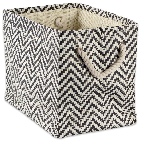 Chevron Black Rectangle Medium Paper Bin