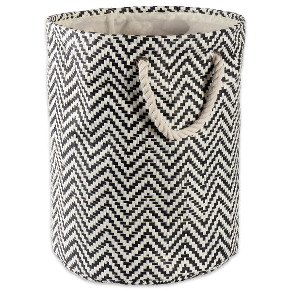 Chevron Black Round Medium Paper Bin