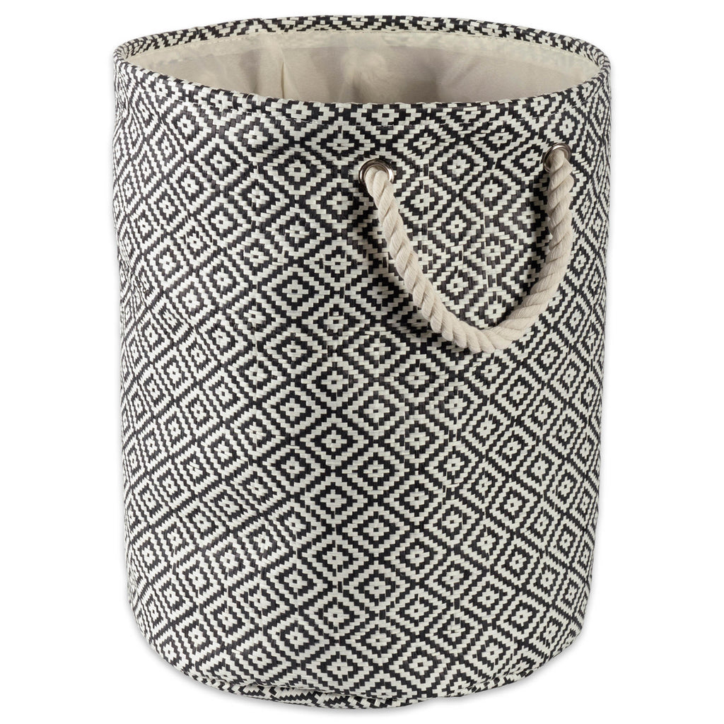 Paper Bin Geo Diamond  Black Round Large