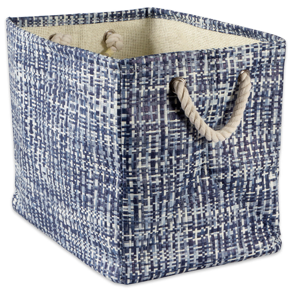 Paper Bin Tweed Nautical Blue Rectangle Large 17 x 12 x 12