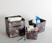 Laundry Bin Marble Black Trapezoid Small