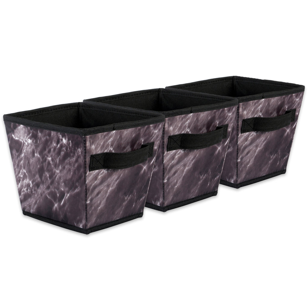 Laundry Bin Marble Black Trapezoid Small