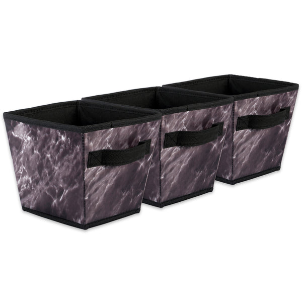 Laundry Bin Marble Black Trapezoid Medium