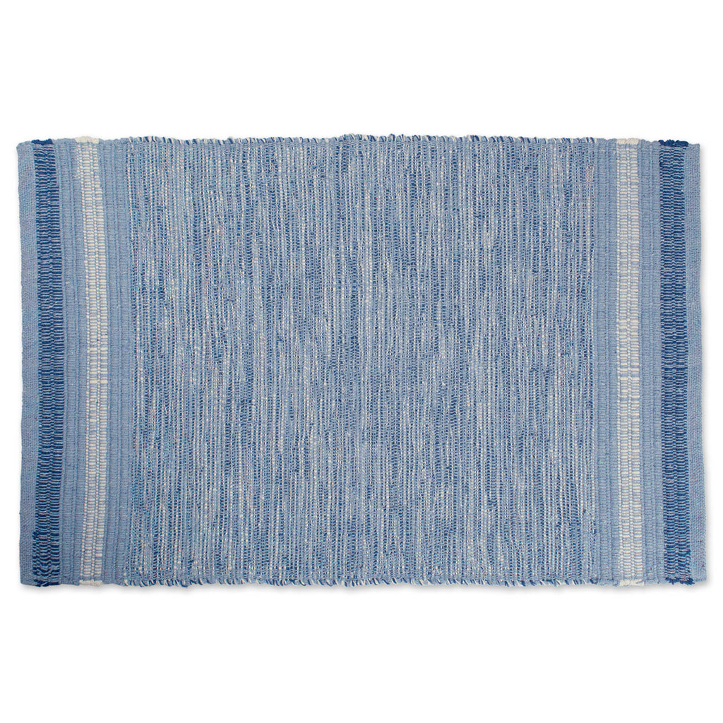 Varigated Blue Recycled Yarn Rug 2X3 Ft