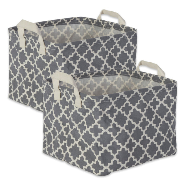 Laundry Bin Lattice Gray Rectangle Small