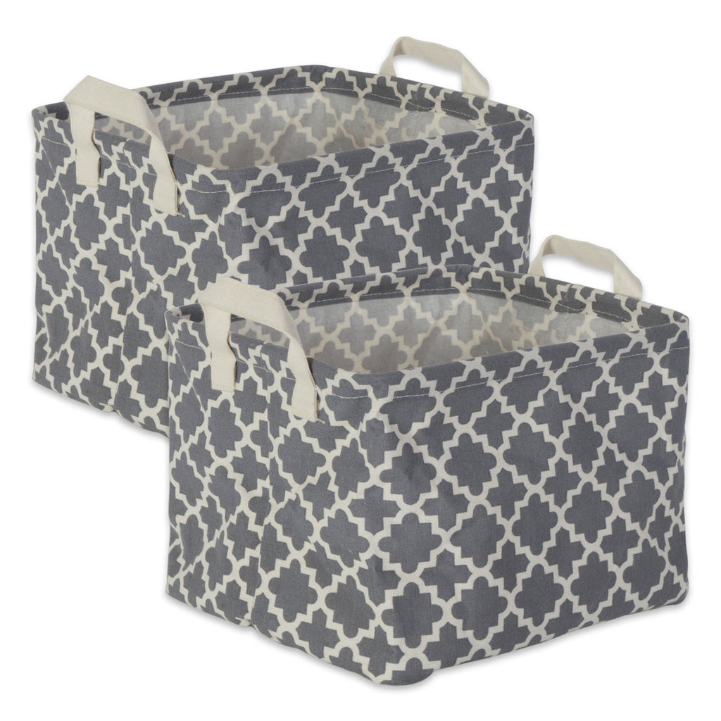 Laundry Bin Lattice Gray Rectangle Large