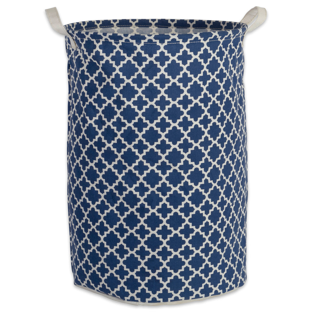 Laundry Hamper Lattice Nautical Blue  Round