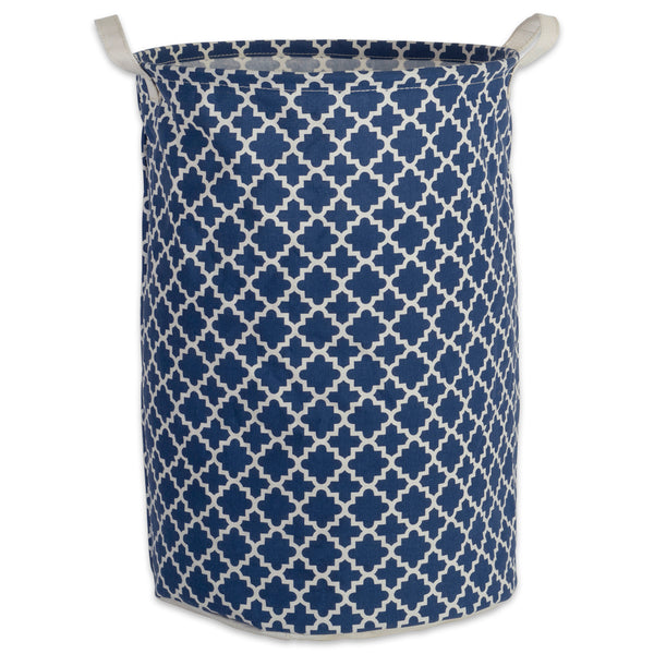 Laundry Hamper Lattice Nautical Blue  Round