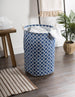 Laundry Hamper Lattice Nautical Blue  Round